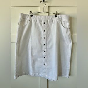 🌶️ NWOT Appleseed’s Liberty Knit Denim Button-Front Midi Skirt. Size 1X